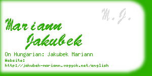 mariann jakubek business card